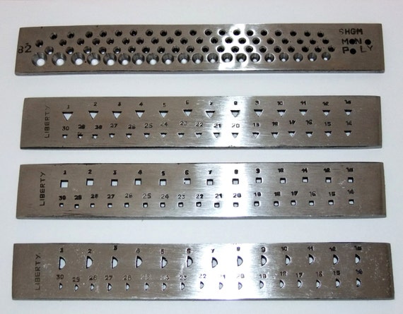 Set of Steel Draw Plates: Round, Half Round, Square, and