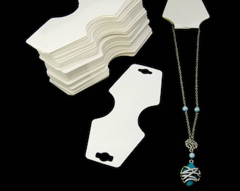 100 Pack Of White Necklace/Bracelet Fold Over Cards With Adhesive Strip