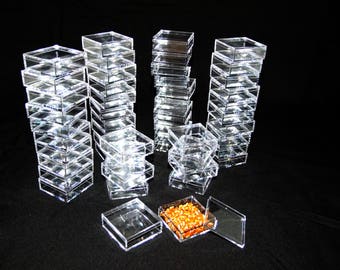 2 By 2 Inch Square Clear Acrylic Bead/Gem Storage Boxes 24 QTY