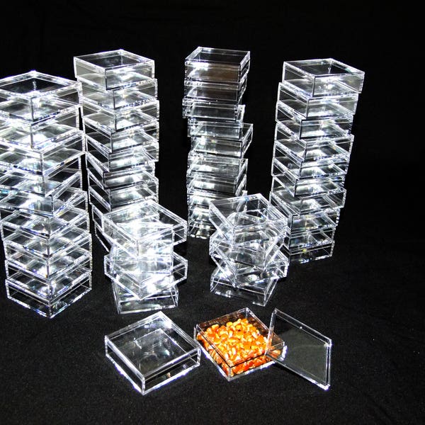 2 By 2 Inch Square Clear Acrylic Bead/Gem Storage Boxes 24 QTY