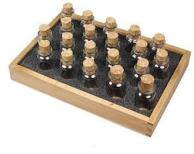 24 Glass Corked Bottles for Bead Storage With Wood Tray Etsy