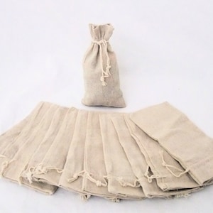 Lot Of 12 Linen Natural Color Drawstring Pouch Gift Bags 4x6 Inch SALE