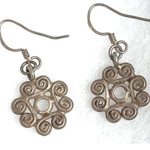 Sterling Silver - Celtic/Norse Inspired - Dangle Earrings with Antique Finish