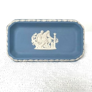 Vintage Wedgwood - Blue Jasperware - Trinket Tray - Classic Greco-Roman Design