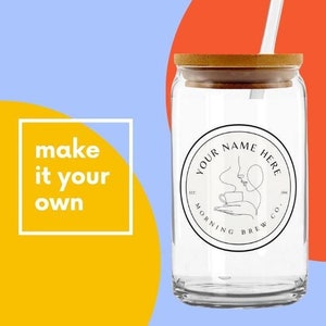 Custom Glass Can with Lid & Straw, 16oz Personalized Iced Coffee Cup, Perfect Bridesmaid Gift, bridal Proposal, Unique Gift for Her,iced tea