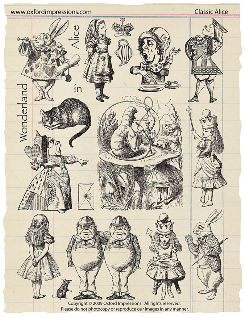 Alice in Wonderland Rubber Stamp Collection Etsy