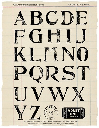 Large Distressed Alphabet Rubber stamp collection