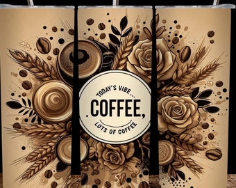 Envoltura para vaso de café, envoltura delgada para vaso de 20 oz, envoltura de sublimación de café para vaso, envoltura PNG, descarga digital de vaso de acuarela
