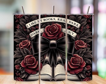 Dark Romance Tumbler Wrap PNG, Morally Grey BookTok 20oz Skinny Tumbler Design, Book Lover Sublimation Digital Download Bundle