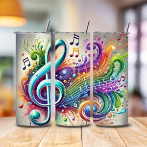 Music Tumbler Wrap PNG, 20oz Skinny Sublimation Design, Musical Theme Tumbler Art, Digital Download File