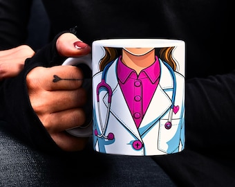 woman Doctor/Nurse Mug Sublimation Designs, Mug Wrap Download, Affirmations Coffee Mug Sublimation Designs, 15 oz Mug Template