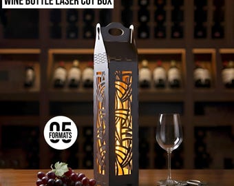 Wine Bottle Box Laser Cut SVG Files, Wine Bottle Gift Box Holder SVG, Large Size Bottle Box, Wine Box Svg, Holder DIY Wine Gift Box