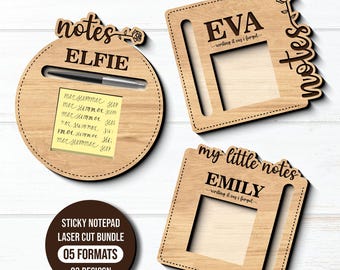 Rose Sticky Note Holder SVG, Personalized Sticky Notepad Holder, Laser Cut Desk Organizer, Glowforge Cricut File