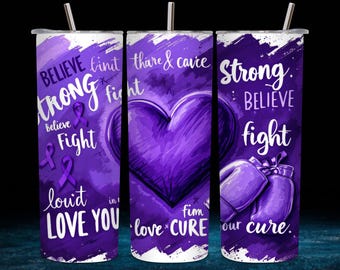 Fight Love Cure Tumbler Wrap, 20 Unzen Skinny Tumbler Sublimationsdesign PNG, digitaler Download PNG, Bauchspeicheldrüsenkrebs Bewusstseinsbecher