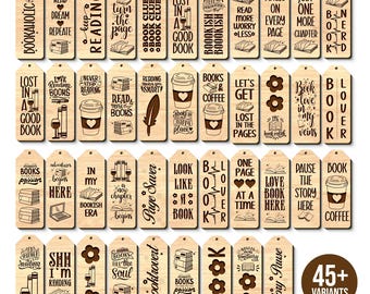 45 Bookmark Bundle Svg, Reading Quotes for Laser Engraving, Wooden Template  Laser Cut Files, Book Lover Gift, Teacher Gift, Glowforge