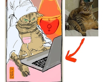 Portraits d'animaux de compagnie idiots dessinés à la main personnalisés