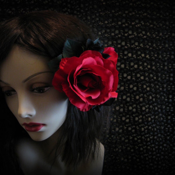 Red and Black Rose - Day of the Dead - Dio De Los Muetos - Flower Adornment