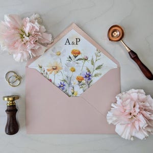 Dusty Rose Envelopes with Floral Design – Size C6 – Elegant Stationery