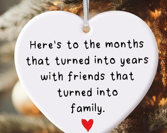 Friends Turned Into A Family Ornament, Custom Our First Christmas Ornament, Friend Ornament, Christian Engagement Gifts, Family Ornament