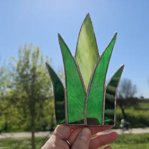 Stained Glass Plant Stake - green stained glass, house plant stained glass, plant lover gift, housewarming, plant decor, unique home decor