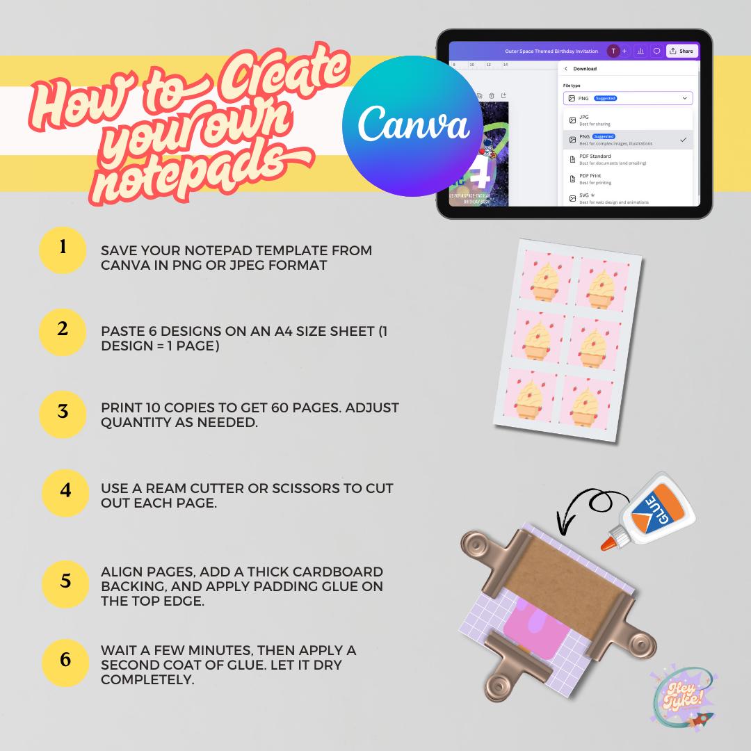 Colorful Printable Notepads Canva Templates | Custom Notepad | Ice ...