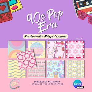 90-tals anteckningsblock Canva-mallar | Retro festgåvor, redigerbara brevpapper (digital nedladdning)