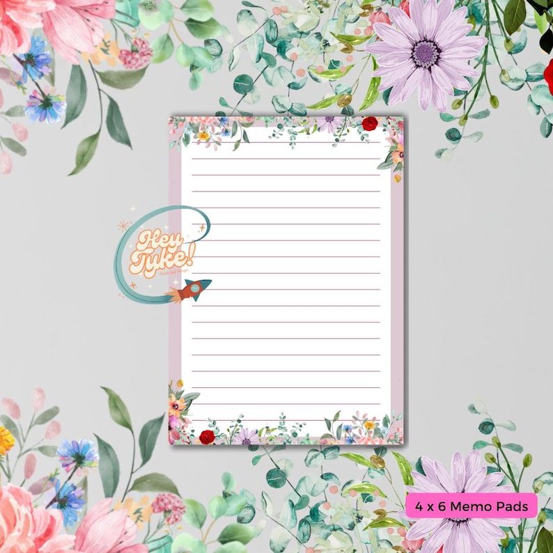 Floral-themed digital notepads for women, cute and colorful design set