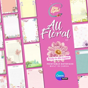 Bloc-notes floraux : 30 modèles de papeterie printanière sur toile (téléchargement numérique)