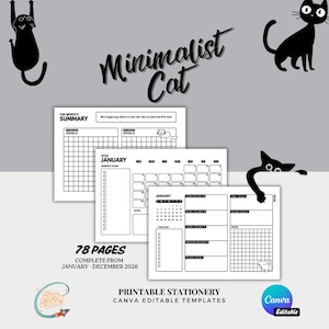 Minimalistisk skrivbordsplanerare 2026: Canva-mall + gratis anteckningsblock (digital nedladdning)