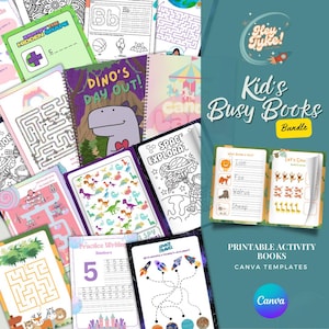 Kids' Busy Book Bundle: 7 bearbeitbare Canva Lernaktivitätsvorlagen (digitaler Download)