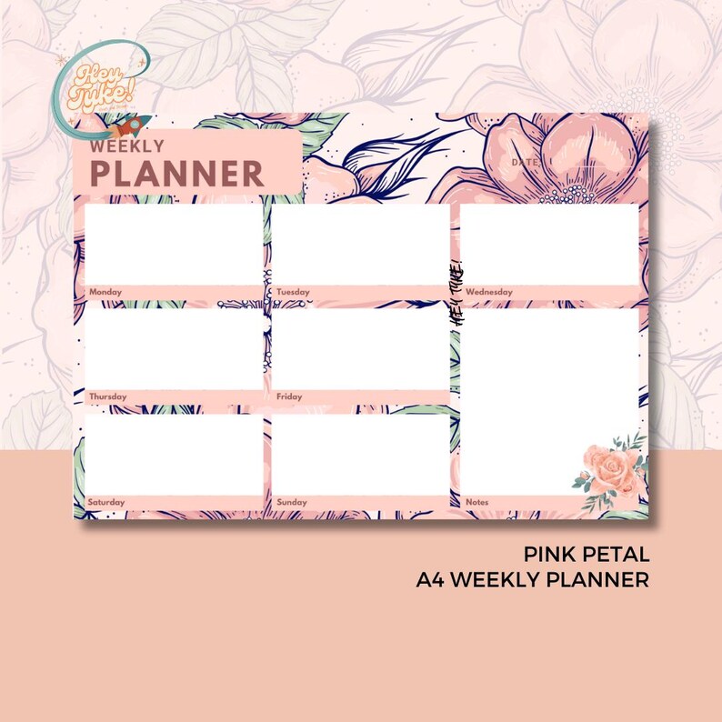Pink Floral Petal Calendar & Planner Canva Template | | Weekly Monthly ...