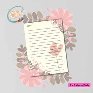 Close-up of floral writing paper, printable notepad for home or office use