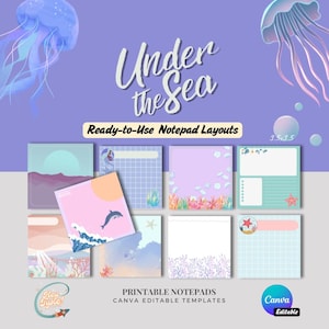 Canva Notepad Template Bundle | Editable Custom Stationery | Under the Sea Theme