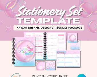 Weekly Planner and Notepad Canva Template | 2026 Kawaii Theme Design | Bundle