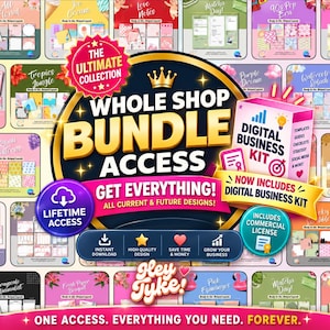 Whole Shop Canva Editable Templates Bundle, Lifetime Access Planners, Journals, Activities (Digital Download)