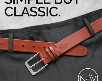 Holm - leren herenriem - 1,4" handgemaakt in Zweden met Italiaans volnerf leer - minimalistische jurkriem - leren riem heren