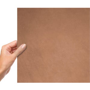 May include: A plain brown sheet of paper being held by a hand.