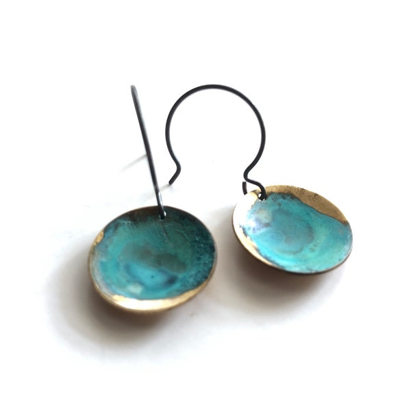 Medium Domed Verdigris Earrings E1835