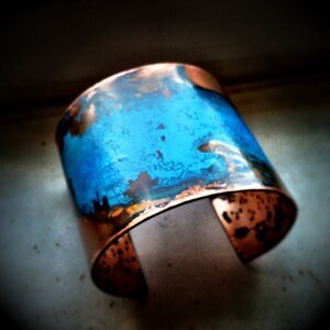 The Original Patina Cuff Blue Verdigris 2 Copper Cuff image 3