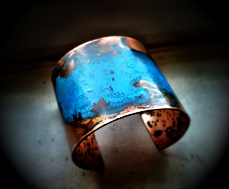 The Original Patina Cuff Blue Verdigris 2 Copper Cuff image 3