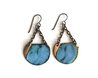 Sky Patina Crescent Earrings E1953