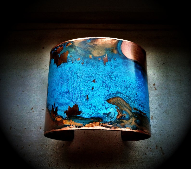 The Original Patina Cuff Blue Verdigris 2 Copper Cuff image 2