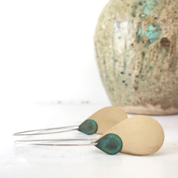 Lido Brass & Verdigris Drop Earrings