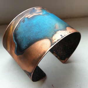 The Original Patina Cuff Blue Verdigris 2 Copper Cuff image 1