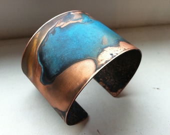 The Original Patina Cuff - Blue Verdigris - 2" Copper Cuff