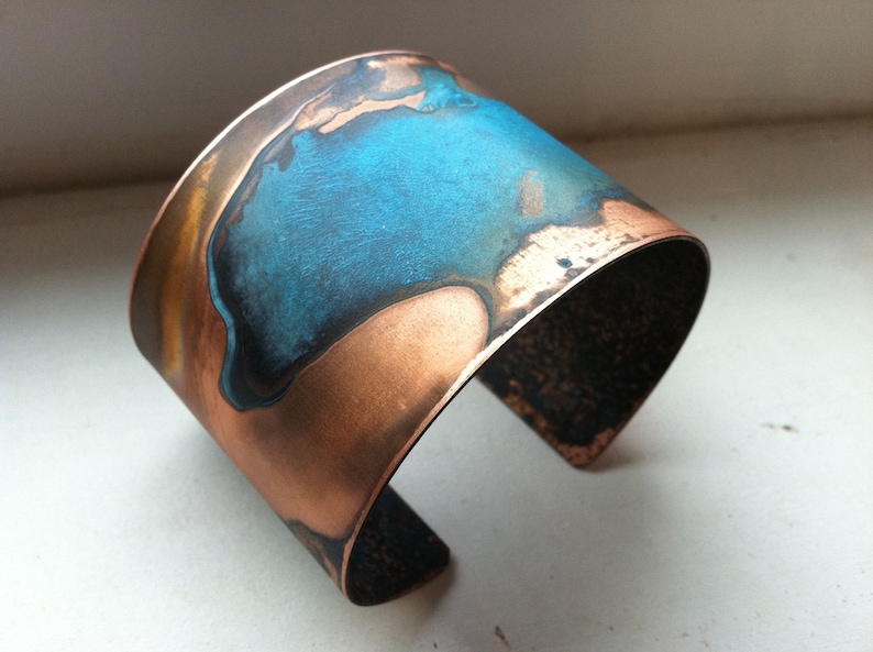 The Original Patina Cuff Blue Verdigris 2 Copper Cuff image 1