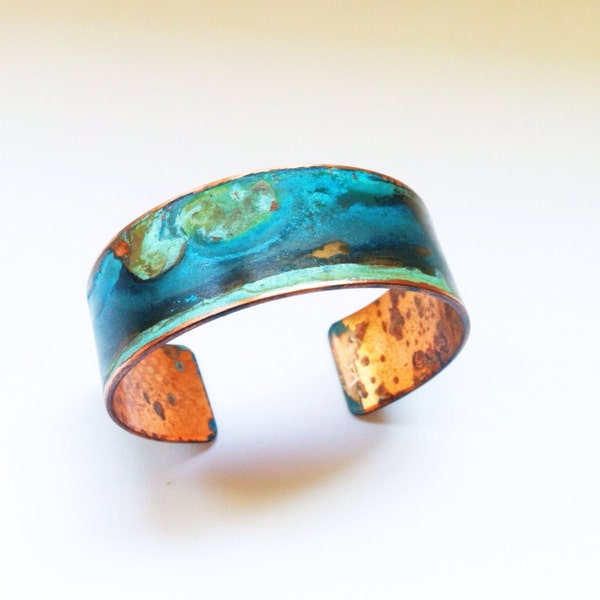 The Original Patina Cuff - Mixed Verdigris 3/4" Copper Cuff