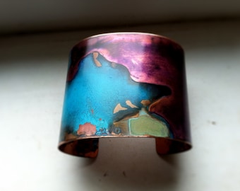 The Original Patina Cuff - Purple & Mixed Verdigris - 2" Copper Cuff