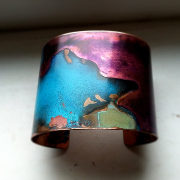 The Original Patina Cuff - Purple & Mixed Verdigris - 2" Copper Cuff