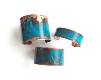 The Original Patina Cuff ~ Blue Patina 1.25" Copper Cuff